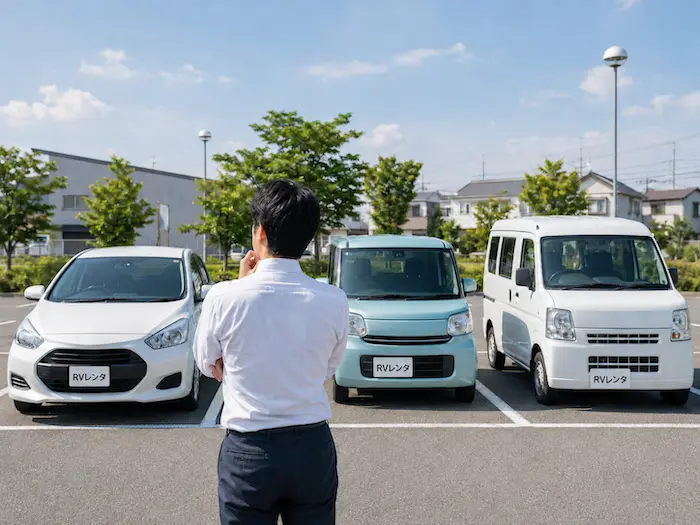 水戸市・茨城町周辺でコンパクトカー・軽自動車・軽バンの違いを比較するRVレンタのレンタカー案内